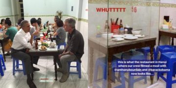 Hanoi eatery preserves table where Obama and Bourdain ate in glass