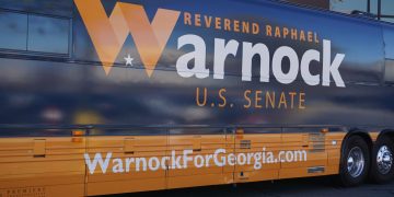 U.S. Senatorial candidate Raphael Warnock campaigning at the heart of Asian businesses in Doraville