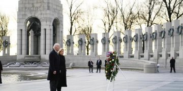 Bidens honor Pearl Harbor’s fallen in visit to WWII Memorial