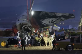 A plane is engulfed in flames after skidding off the runway in South Korea, killing at least 177