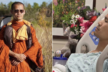 Pra Ajarn Dam Phommasan after amputation surgery. Photo courtesy: Wat Buddha Khanti