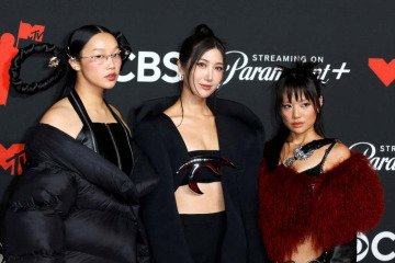 Photo: HUNTR/X vocalists Audrey Nuna, EJAE and Rei Ami pose on the red carpet at the 2025 MTV Video Music Awards in New York September 7, 2025. — Reuters pic